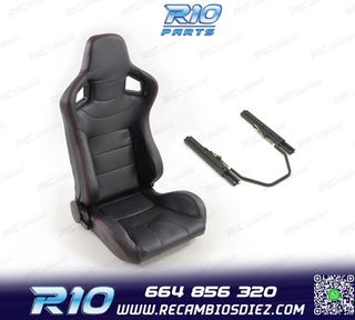 ASIENTO DEPORTIVO SEMI BAQUET ESTILO RS CARBONO NEGRO Y CORR