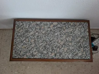 Mesa centro madera y mármol