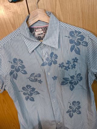 Camisa Tommy Hilfiger Cuadros Flores Azul Talla L