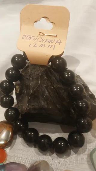 Pulsera Obsidiana Natural 12mm