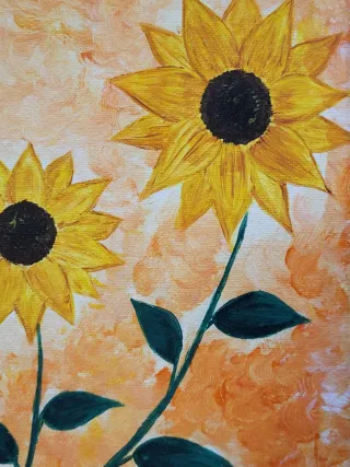 Quadro girasoli dipinti a mano