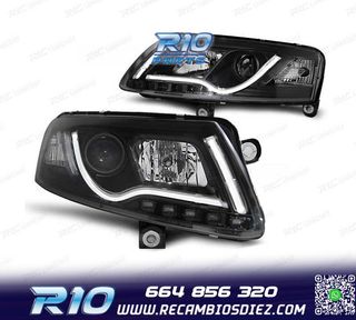 FAROS AUDI A6 C6 04-08 LUZ DIURNA DRL LED NEGRO