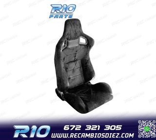 KIT ASIENTO DEPORTIVO SEMI BAQUET LOOK RS ALCÁNTARA NEGRA