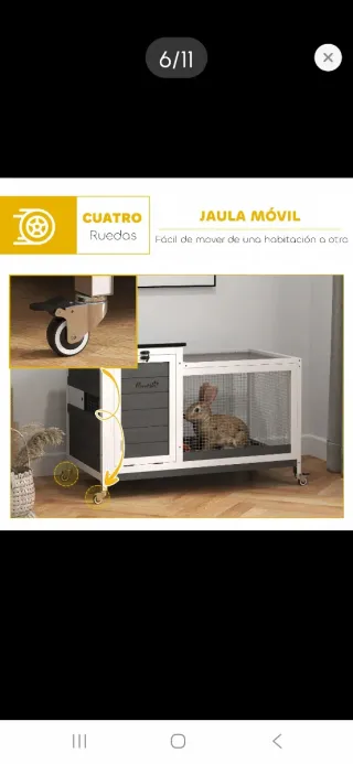 Jaula Madera Conejo Ruedas