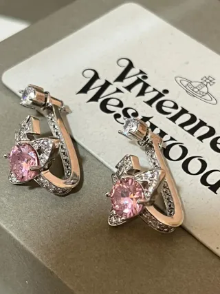Pendientes Vivienne Westwood Rosa y Plata mesalina
