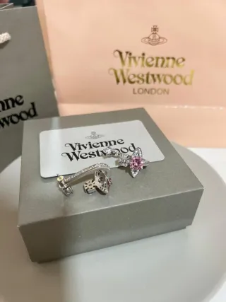 Pendientes Vivienne Westwood Rosa y Plata mesalina