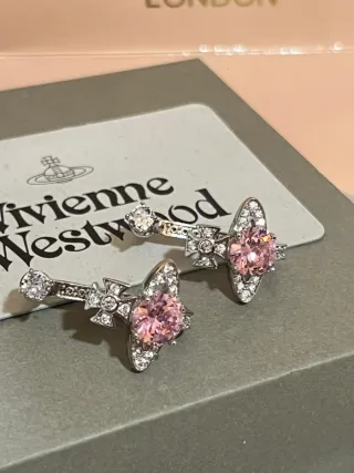 Pendientes Vivienne Westwood Rosa y Plata mesalina