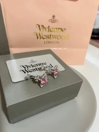 Pendientes Vivienne Westwood Rosa y Plata mesalina