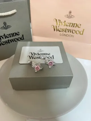 Pendientes Vivienne Westwood Rosa y Plata mesalina