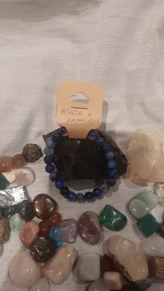 Pulsera Ágata Rayas Azul 8mm