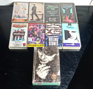 Lotto 9 VHS musicali: Elvis, Genesis, Beatles