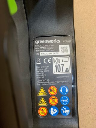 Motosierra Batería Greenworks 60V GD60CS40 - 40cm