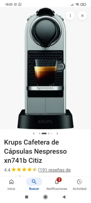 Cafetera Krups Nespresso Citiz xn741b