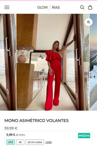 Mono rojo asimétrico volantes