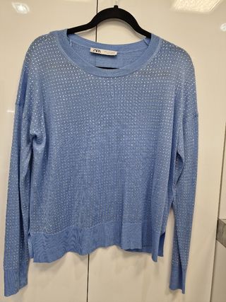 Jersey Zara azul con brillos