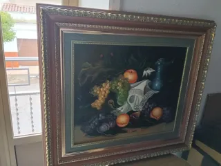 Bodegón clásico con frutas y jarra