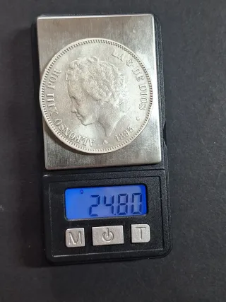 Moneda 5 Pesetas Plata 1893 Alfonso XIII