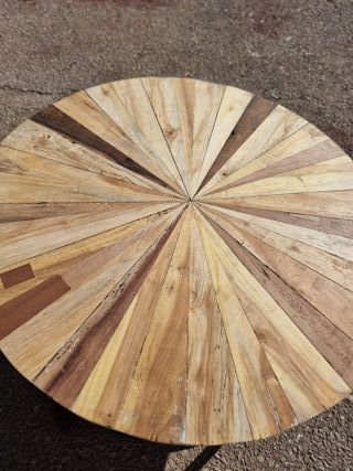 Mesa auxiliar exterior teca y metal