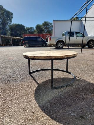 Mesa auxiliar exterior teca y metal