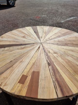 Mesa auxiliar exterior teca y metal