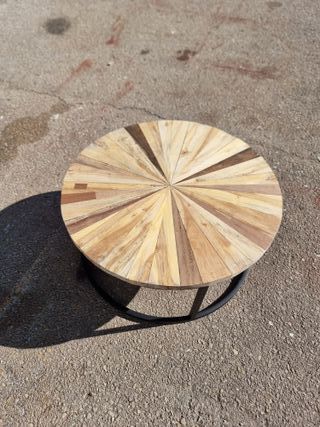 Mesa auxiliar exterior teca y metal