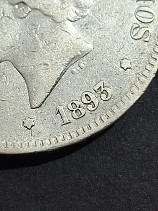 Moneda 5 Pesetas Plata Alfonso XIII 1893