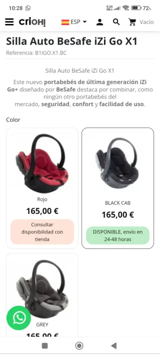 Maxi-cosi BeSafe iZi Go X1 Grupo 0