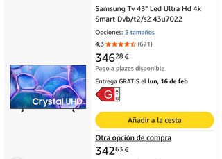 TV Samsung Crystal UHD 43 Nueva