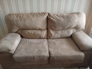 Sofá 3 plazas y sillón relax beige