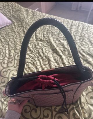 Borsa a secchiello marrone e oro