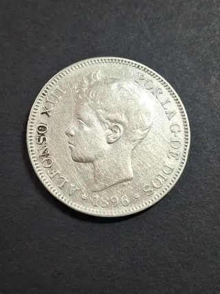 Moneda 5 Pesetas Plata Alfonso XIII 1896