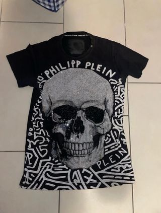 T-shirt Philipp Plein nera con teschio