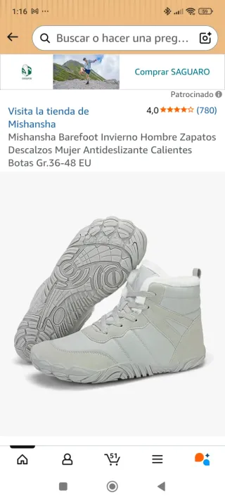 Botas Mishansha Barefoot Negras