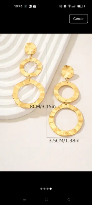 Pendientes mujer dorados largos elegantes