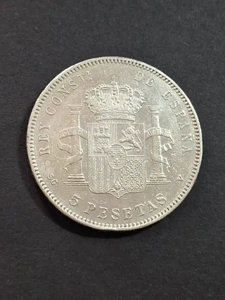Moneda 5 Pesetas Plata 1897 Alfonso XIII