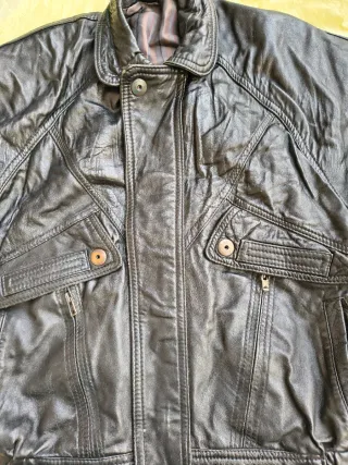 Chaqueta de Piel Negra Hombre