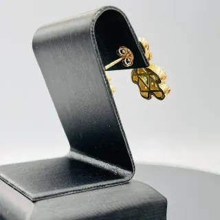 PENDIENTES OSO CON CIRCONITAS VERDE 18K