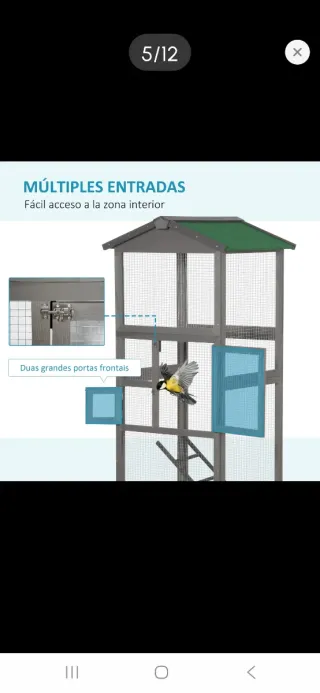 Jaula para pájaros grande madera