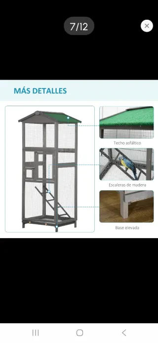 Jaula para pájaros grande madera