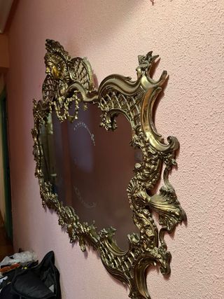 Espejo antiguo bronce y cristal