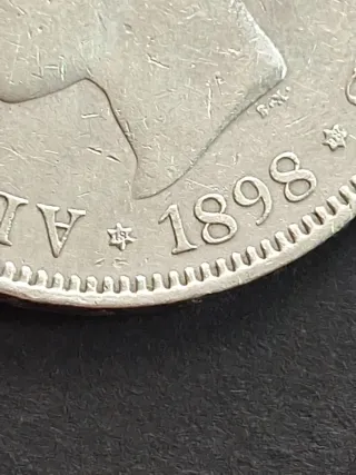 Moneda 5 Pesetas Plata Alfonso XIII 1898
