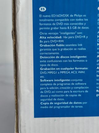 Grabadora DVD Externa Philips ED16DVDS sin husar.