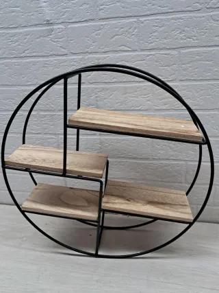 Estantería Redonda Pared Metal y Madera
