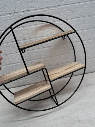 Estantería Redonda Pared Metal y Madera