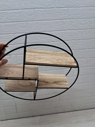 Estantería Redonda Pared Metal y Madera