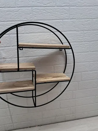 Estantería Redonda Pared Metal y Madera