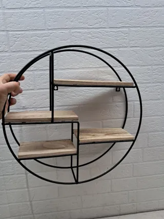 Estantería Redonda Pared Metal y Madera