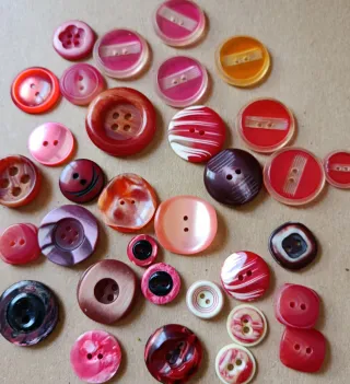 Lote Botones Vintage Rojo y Rosa