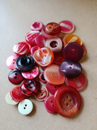 Lote Botones Vintage Rojo y Rosa