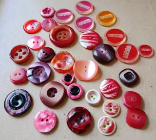 Lote Botones Vintage Rojo y Rosa